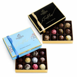 Godiva Signature Chocolate Truffles Gift Box and Ballotin, 12 pc. & Patisserie Dessert Chocolate Truffles Gift Box and Ballotin, 12 pc Dark, White, Mi