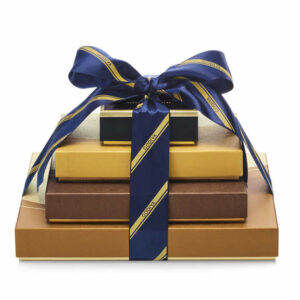 Godiva Sweet Surprise Gift Tower, Striped Tie Ribbon Dark, White, Milk Chocolate