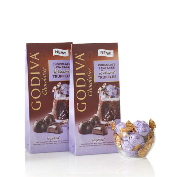 Godiva Wrapped Chocolate Lava Cake Dessert Truffles, Large Bags, Set of 2, 19 pc. each Godiva Wrapped Chocolate Lava Cake Dessert Truffles, Large Bags, Set of 2, 19 pc. each