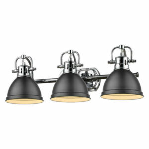 Golden Lighting 3602-BA3 CH-BLK Duncan 3 Light Bath Vanity