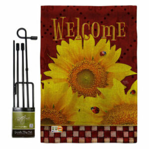 Golden Sunflowers Spring Floral Garden Flag Set