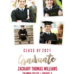 Graduation 11x14 Poster, Home Décor -Collegiate Stripes Graduate 2021