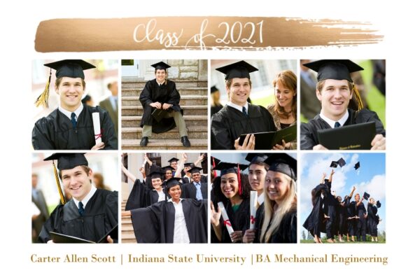 Graduation 12x18 Adhesive Poster, Home Décor -Metallic Brush Graduate 2021