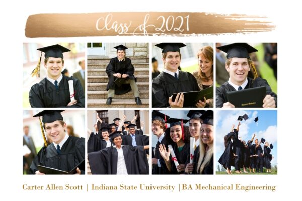 Graduation 24x36 Poster , Home Décor -Metallic Brush Graduate 2021