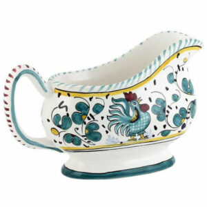 Gravy Boat Deruta Majolica Orvieto Rooster Green Ceramic Dishwasher