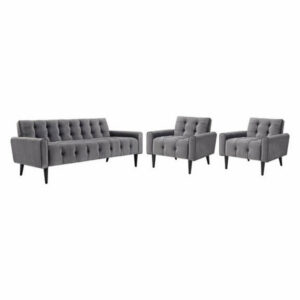 Gray Delve Living Room Set Performance Velvet Set of 3