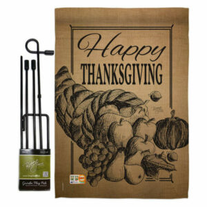 Happy Cornucopia Fall Thanksgiving Garden Flag Set