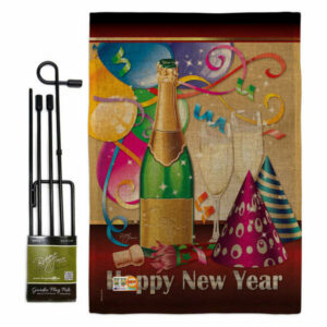 Happy New Year Winter New Year Garden Flag Set