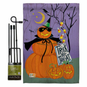 Happy Pumpkin Trio Fall Halloween Garden Flag Set