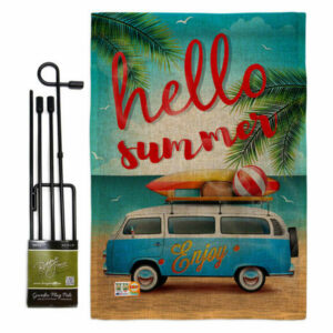 Hello Summer, Enjoy Bus Summer Fun In The Sun Garden Flag Set