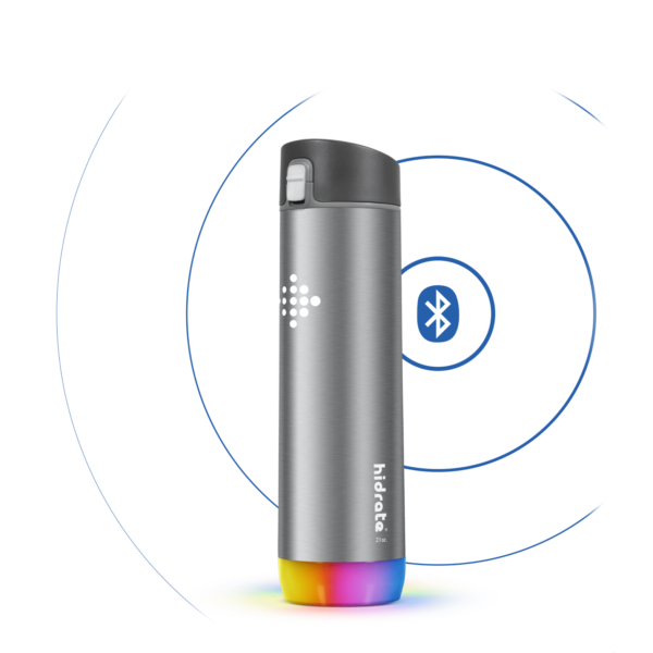 HidrateSpark STEEL - Insulated Brushed Stainless Steel Bluetooth Smart Water Bottle - 21oz - Brushed Steel / Chug Lid