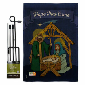 Hope Has Come Winter Nativity Garden Flag Set