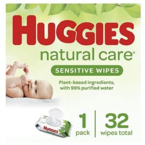 Huggies Natural Care Sensitive Baby Wipes, Unscented, Flip-Top Pack Fragrance Free - 32.0 ea