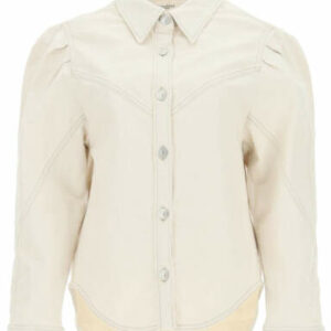 ISABEL MARANT ETOILE COTTON AND LINEN DENIM SHIRT 38 Beige Cotton, Linen