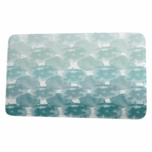 Intercoastal Waterway Beach Clouds Geometric Print Bath Mat, Teal, 21"