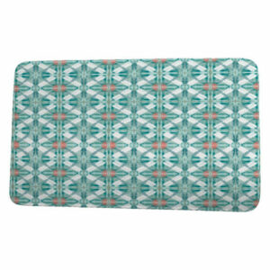 Intercoastal Waterway Beach Tile Geometric Print Bath Mat, Aqua, 17"x2