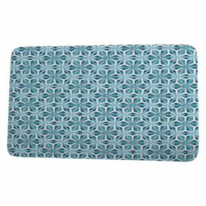 Intercoastal Waterway Water Mosaic Geometric Print Bath Mat, Teal, 17"