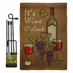 It's Wine Happy Hour & Drinks Wine Garden Flag Set