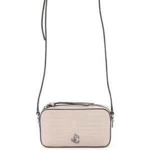 JIMMY CHOO HALE CAMERA BAG OS Grey, Beige Leather