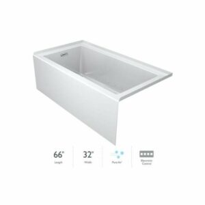 Jacuzzi LNS6632 ARL 2XX Linea 66" Three Wall Alcove Acrylic Air Bath Tub with Right Drain Location and Overflow White Tub Air Alcove