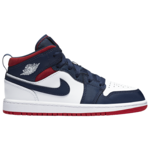 Jordan Boys Jordan AJ 1 Mid SE - Boys' Preschool Shoes White/University Red/Midnight Navy Size 11.0