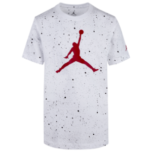 Jordan Boys Jordan All Over Print Splatter T-Shirt - Boys' Grade School Black/White/Black Size L