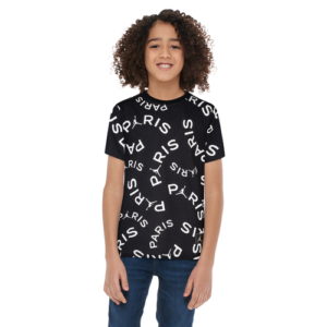 Jordan Boys Jordan PSG Paris All Over Print T-Shirt - Boys' Grade School Black/Black Size M