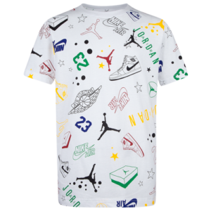 Jordan Boys Jordan Scribble All Over Print T-Shirt - Boys' Grade School White Size L