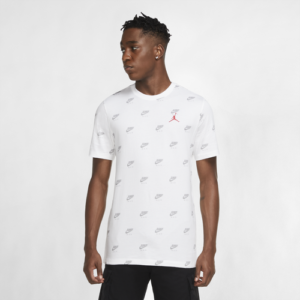 Jordan Mens Jordan Jumpman AOP T-Shirt - Mens White/Light Smoke Grey/Gym Red Size XXL