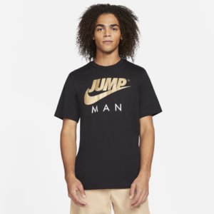 Jordan Mens Jordan Jumpman Script T-Shirt - Mens Black/Metallic Gold/White Size 3XL