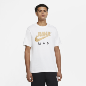 Jordan Mens Jordan Jumpman Script T-Shirt - Mens White/Metallic Gold/Black Size XXL