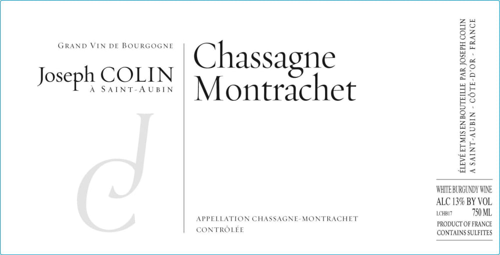 Joseph Colin 2018 Chassagne-Montrachet - Chardonnay White Wine