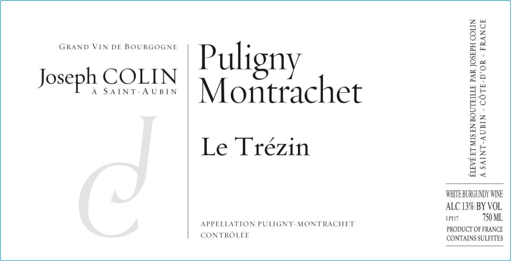 Joseph Colin 2018 Puligny-Montrachet Le Trezin - Chardonnay White Wine