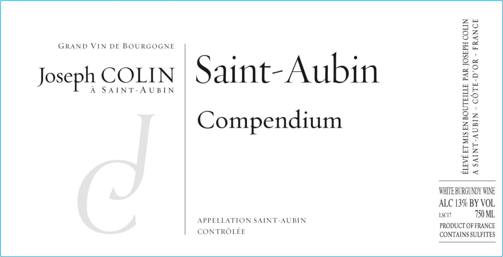 Joseph Colin 2018 St-Aubin Compendium - Chardonnay White Wine