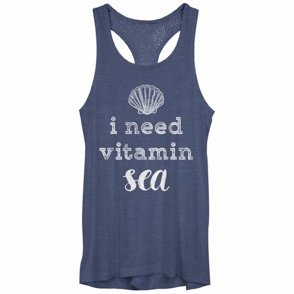 Juniors' I Need Vitamin Sea Healthy Humor Graphic Tank, Girl's, Size: Large, Blue