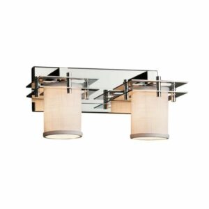 Justice Design Group FAB-8172-10-WHTE-LED2-1400 Textile 16.5" Metropolis 2 Light LED Bath Bar Polished Chrome Indoor Lighting Bathroom Fixtures Bath