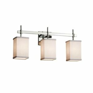 Justice Design Group FAB-8413-15-WHTE-LED3-2100 Textile 22" Union 3 Light LED Bath Bar Polished Chrome Indoor Lighting Bathroom Fixtures Bath Bar