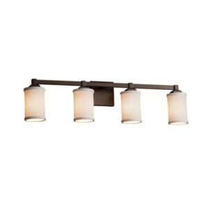 Justice Design Group FAB-8434-10-WHTE-LED4-2800 Textile 31" Regency 4 Light LED Bath Bar Dark Bronze Indoor Lighting Bathroom Fixtures Bath Bar