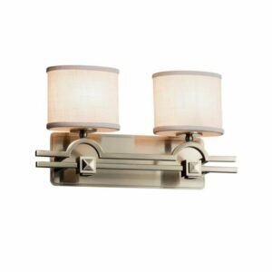 Justice Design Group FAB-8502-30-WHTE-LED2-1400 Textile 19" Argyle 2 Light LED Bath Bar Brushed Nickel Indoor Lighting Bathroom Fixtures Bath Bar