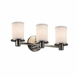 Justice Design Group FAB-8513-10-WHTE-LED3-2100 Textile 20" Rondo 3 Light LED Bath Bar Polished Chrome Indoor Lighting Bathroom Fixtures Bath Bar