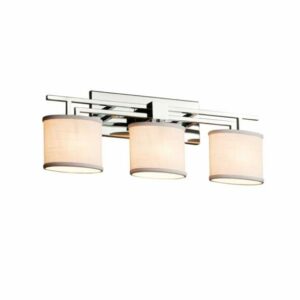 Justice Design Group FAB-8703-30-WHTE-LED3-2100 Textile 26.5" Aero 3 Light LED Bath Bar Polished Chrome Indoor Lighting Bathroom Fixtures Bath Bar