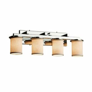 Justice Design Group FAB-8774-10-CREM-LED4-2800 Textile 29" Dakota 4 Light LED Bath Bar Polished Chrome Indoor Lighting Bathroom Fixtures Bath Bar