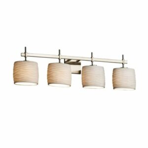 Justice Design Group POR-8414-30-WAVE Limoges 33.5" Union 4 Light Bath Bar Brushed Nickel Indoor Lighting Bathroom Fixtures Bath Bar