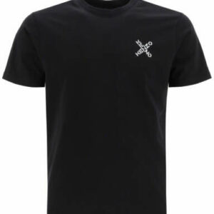 KENZO T-SHIRT WITH CROSSED LOGO S Black Cotton