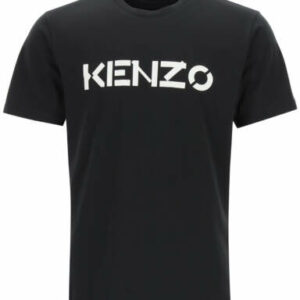 KENZO T-SHIRT WITH LOGO PRINT S Black, White Cotton