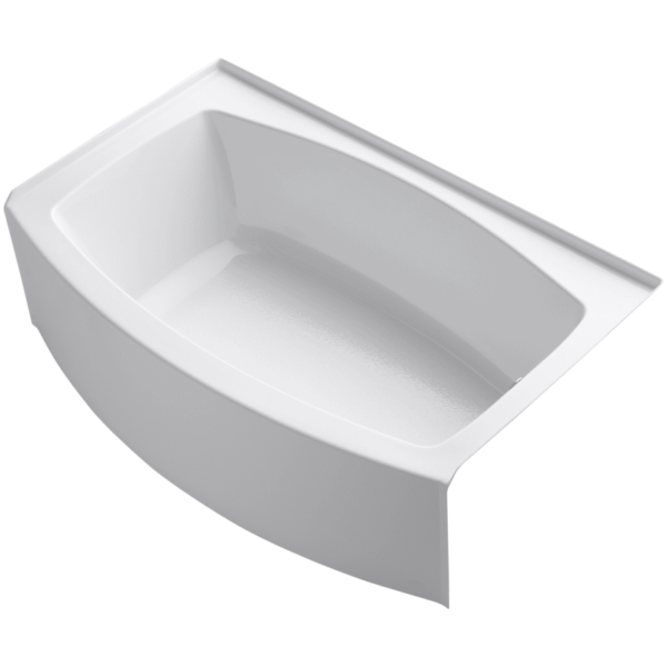 Kohler K-1100-RAW Expanse 60" Alcove Soaking Bath Tub with Bask Heating and Right Drain White Tub Soaking Alcove