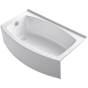 Kohler K-1118-LAW Expanse 60" Alcove Soaking Bath Tub with Bask Heating and Left Drain White Tub Soaking Alcove