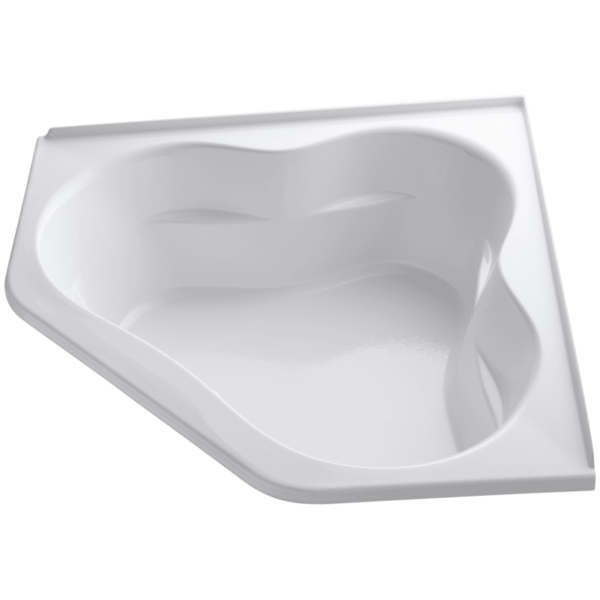 Kohler K-1161-F Tercet Collection 60" Corner Soaking Bath Tub with Center Drain White Tub Soaking Corner