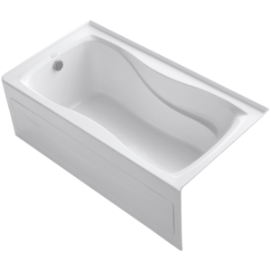 Kohler K-1219-LA Hourglass Collection 60" Three Wall Alcove Bath Tub with Integral Apron Tile Flange and Left Hand Drain White Tub Soaking Alcove