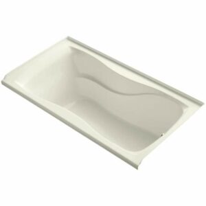 Kohler K-1219-R Hourglass Collection 60" Three Wall Alcove Soaking Bath Tub with Right Hand Drain Biscuit Tub Soaking Alcove